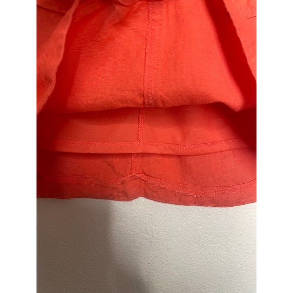 Banana Factory Size 0 Linen-Blend Mini Skirt Orange Paper Bag Elastic Waist - Picture 7 of 13